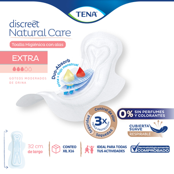 Toallitas Tena Discreet Natural Care x 16 unidades