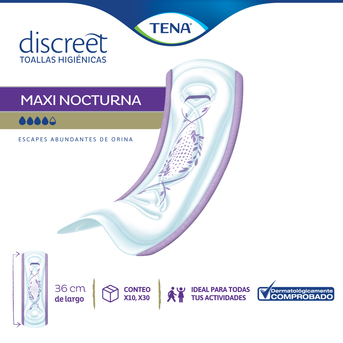 Toalla Tena Discreet Maxi Nocturnas 30 Unidades