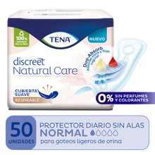 Protectores Diarios Tena Discreet Natural Care Sin Alas x50 Unidades