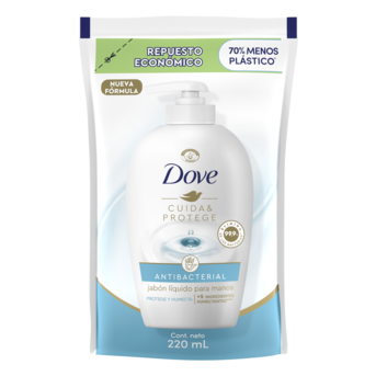 Jabón Líquido Dove Antibacterial Cuida & Protege 220ml Repuesto