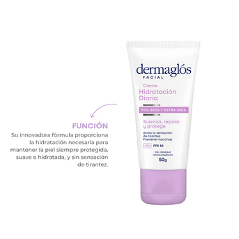 Crema Facial Hidratante Día Dermaglós Piel Seca y Extra Seca FPS 30 50 g