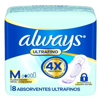Toallitas Femeninas Always Ultra Fina Seca  x 8 unidades