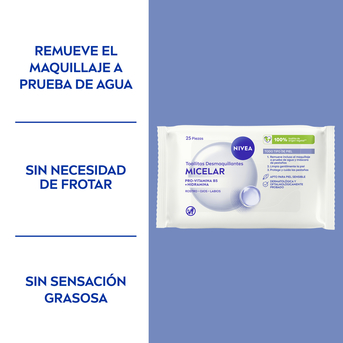 Toallitas desmaquillantes Nivea MicellAir 25 un