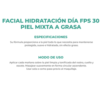 Crema Facial Hidratante Dermaglós Matificante Día Piel Mixta a Grasa FPS 30 50 gr