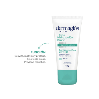 Crema Facial Hidratante Dermaglós Matificante Día Piel Mixta a Grasa FPS 30 50 gr