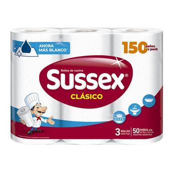 Rollo Cocina Sussex Clásico 50 Paños 3 Unidades
