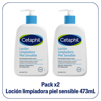 Pack x2 Cetaphil Loción Limpiadora Piel Sensible x 473 ml