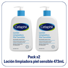 Pack x2 Cetaphil Loción Limpiadora Piel Sensible x 473 ml
