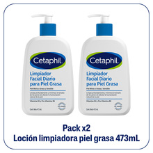 Pack x2 Cetaphil Limpiador Facial Diario Piel Gasa x 473 ml