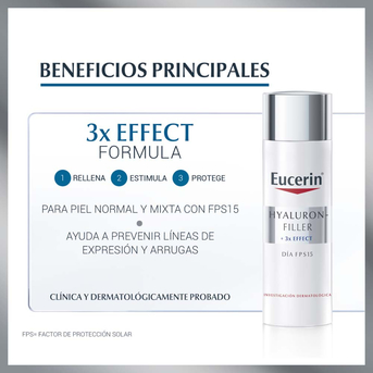 Crema de día Eucerin Hyaluron-Filler + 3x Effect FPS 15 50ml