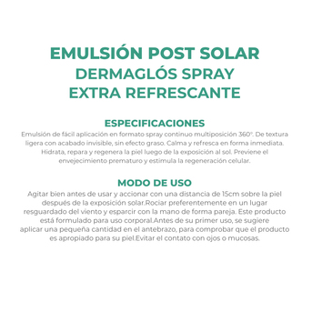 Post Solar Emulsión Dermaglós Extra Refrescante Calmante 170 ml