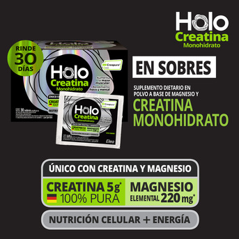 Holo Creatina Monohidrato + Magnesio 30 sobres 