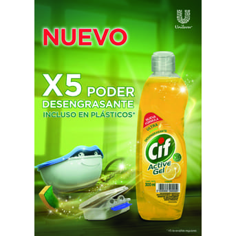 Detergente Lavavajilla Cif Concentrado Active Gel Limón Verde 300ml